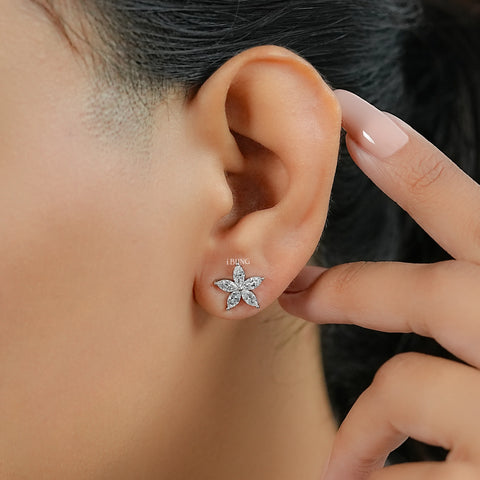 Marquise Cut Lab Grown Diamond Floral Shape Earrings