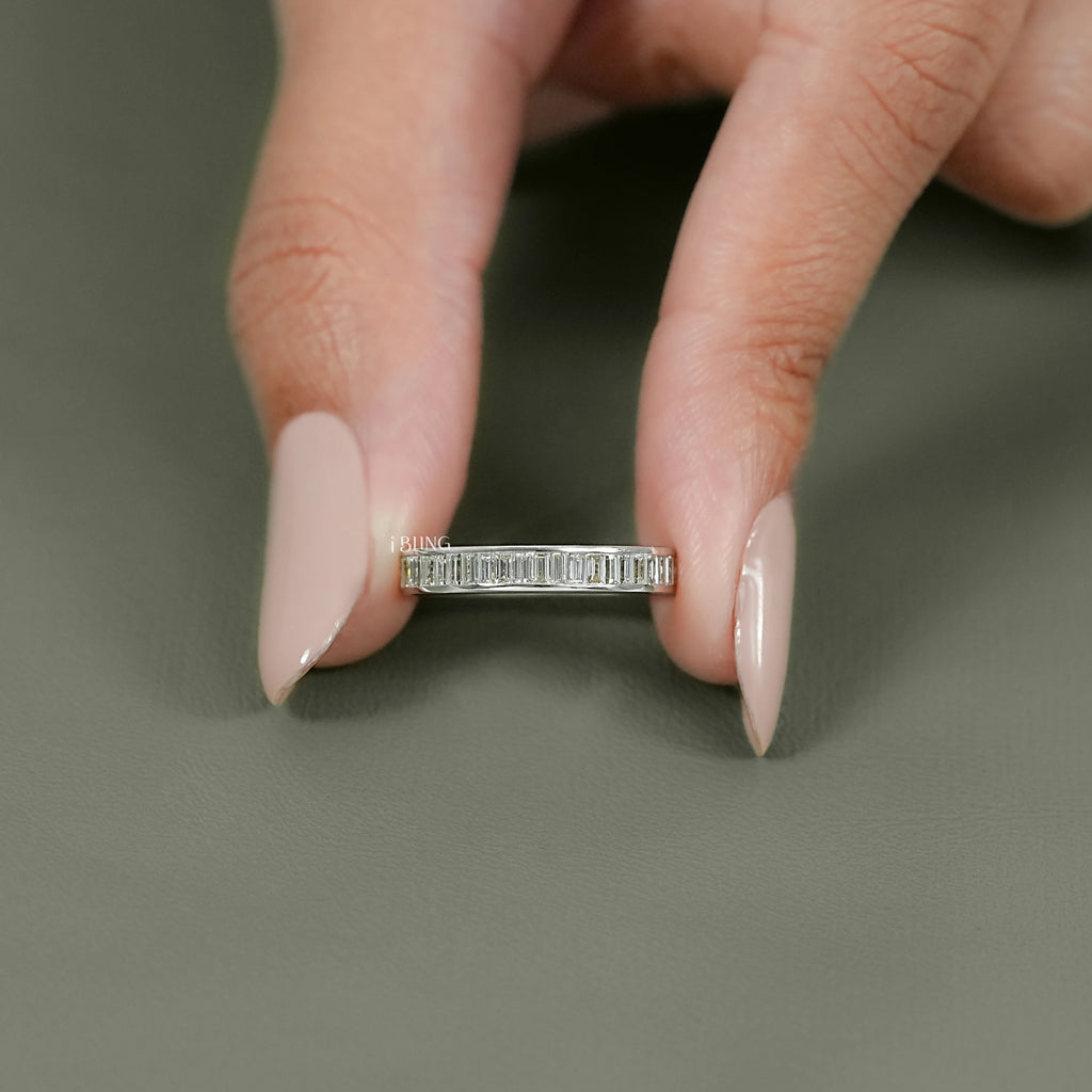 Baguette Cut Lab Diamond Full Eternity Wedding Band