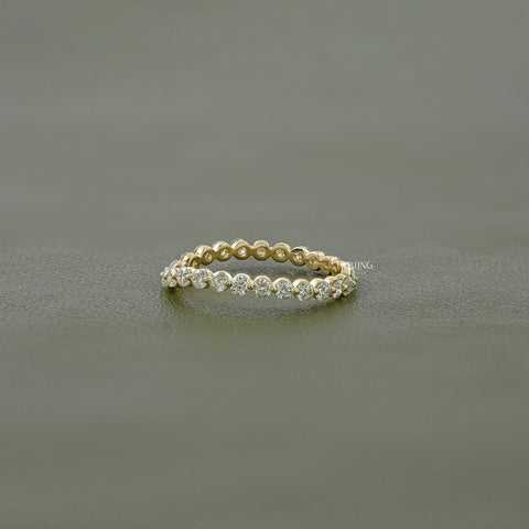 Round Cut Lab Diamond Curved Wedding Band
