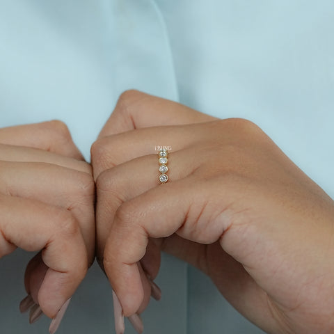 Round Bezel Set Lab Grown Diamond Wedding Band
