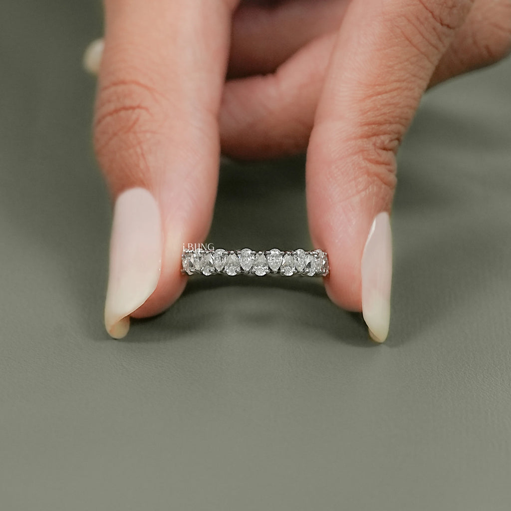 Pear Cut Lab Diamond Full Eternity Wedding Band