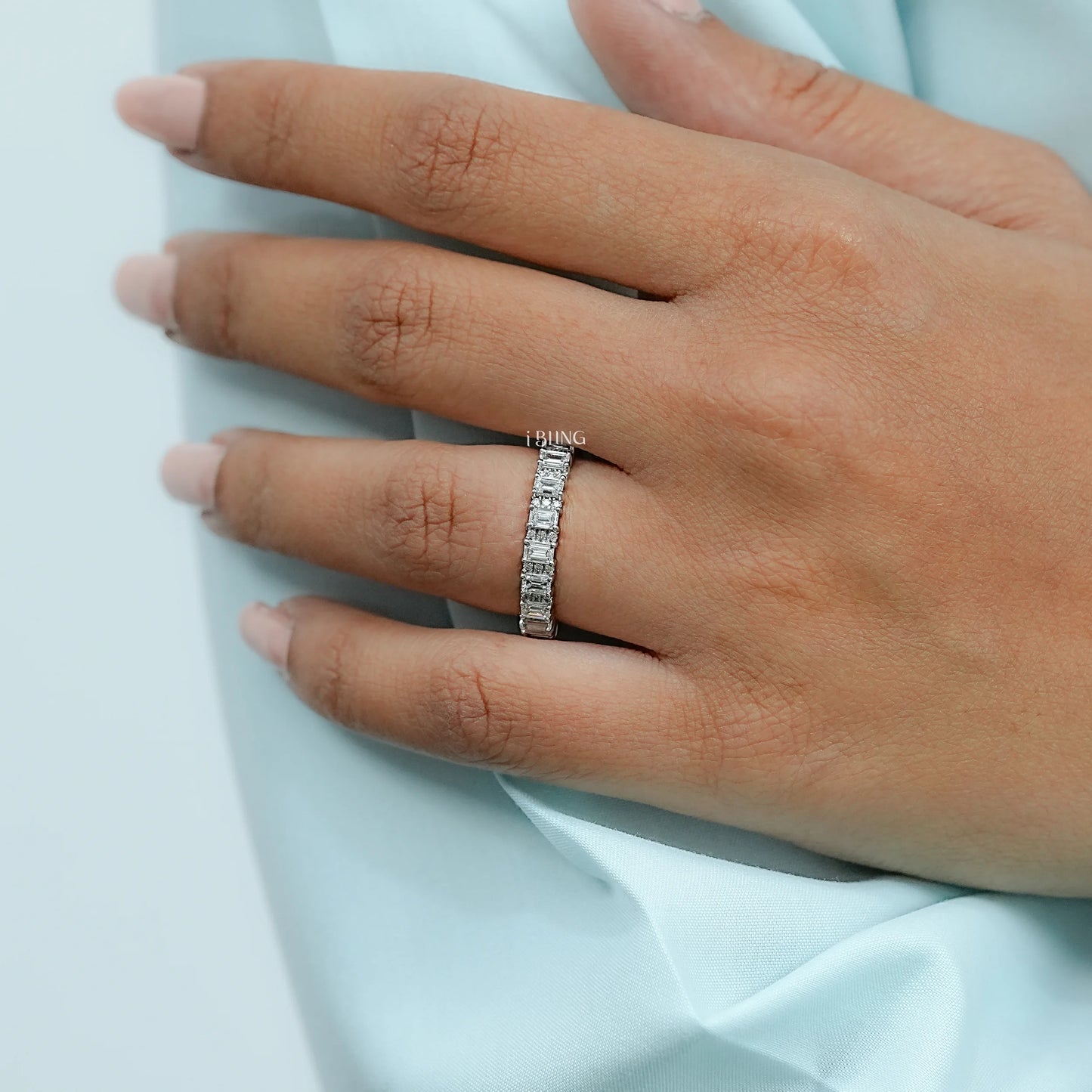 Emerald Lab Diamond Full Eternity Wedding Band