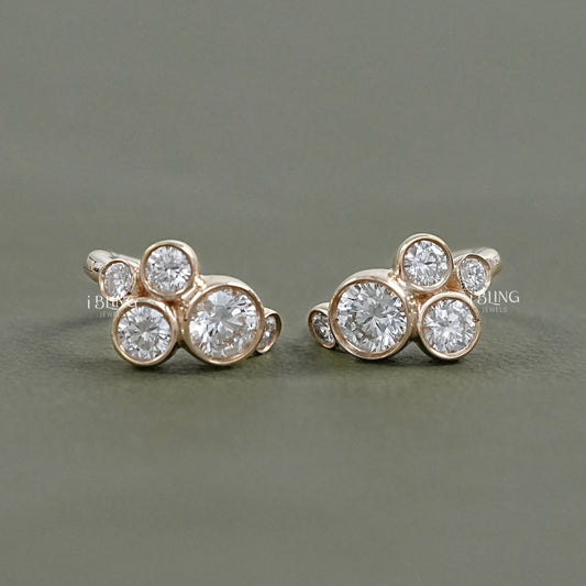 Round Lab Diamond Bezel Set Hoop Earrings