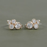 Round Lab Diamond Bezel Set Hoop Earrings