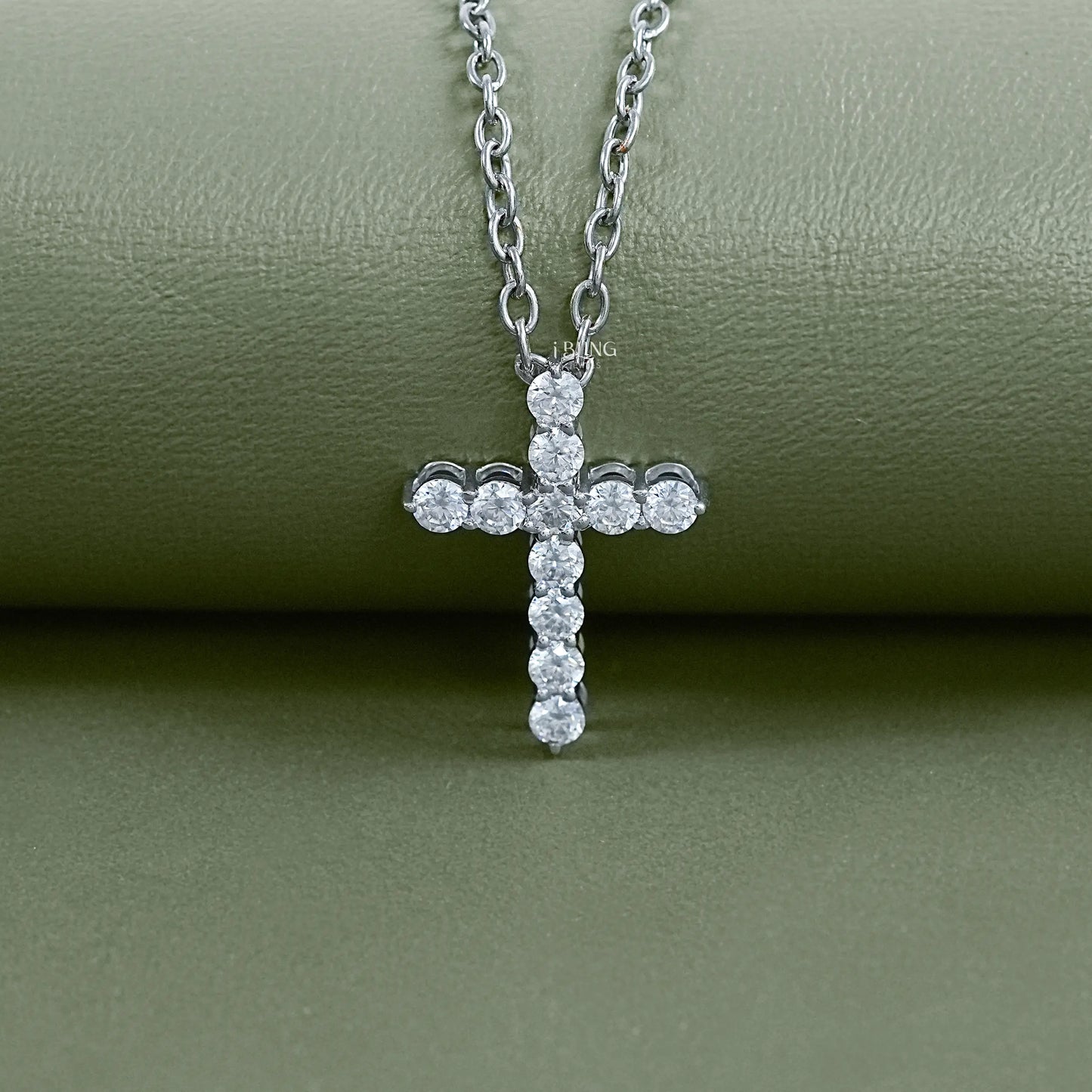 Round Lab Diamond Cross Necklace