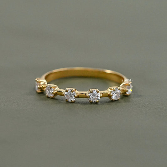 Round Diamond Six Prong Half Eternity Wedding Band