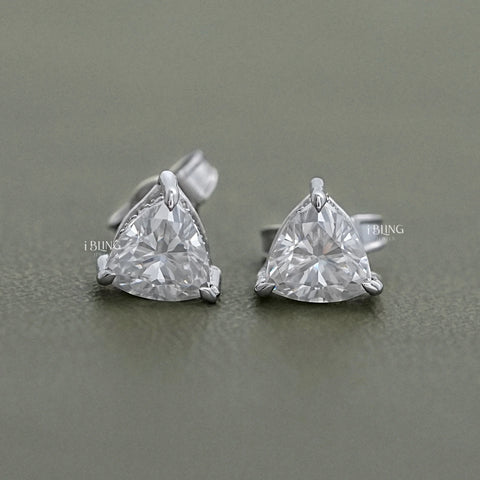 Trillion Lab Diamond Hidden Halo Stud Earrings