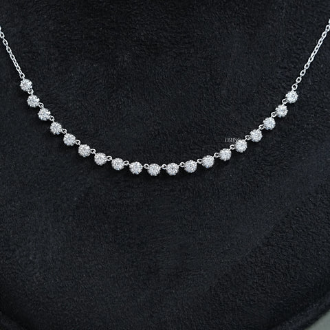 Old European Round Diamond Half Tennis Necklace