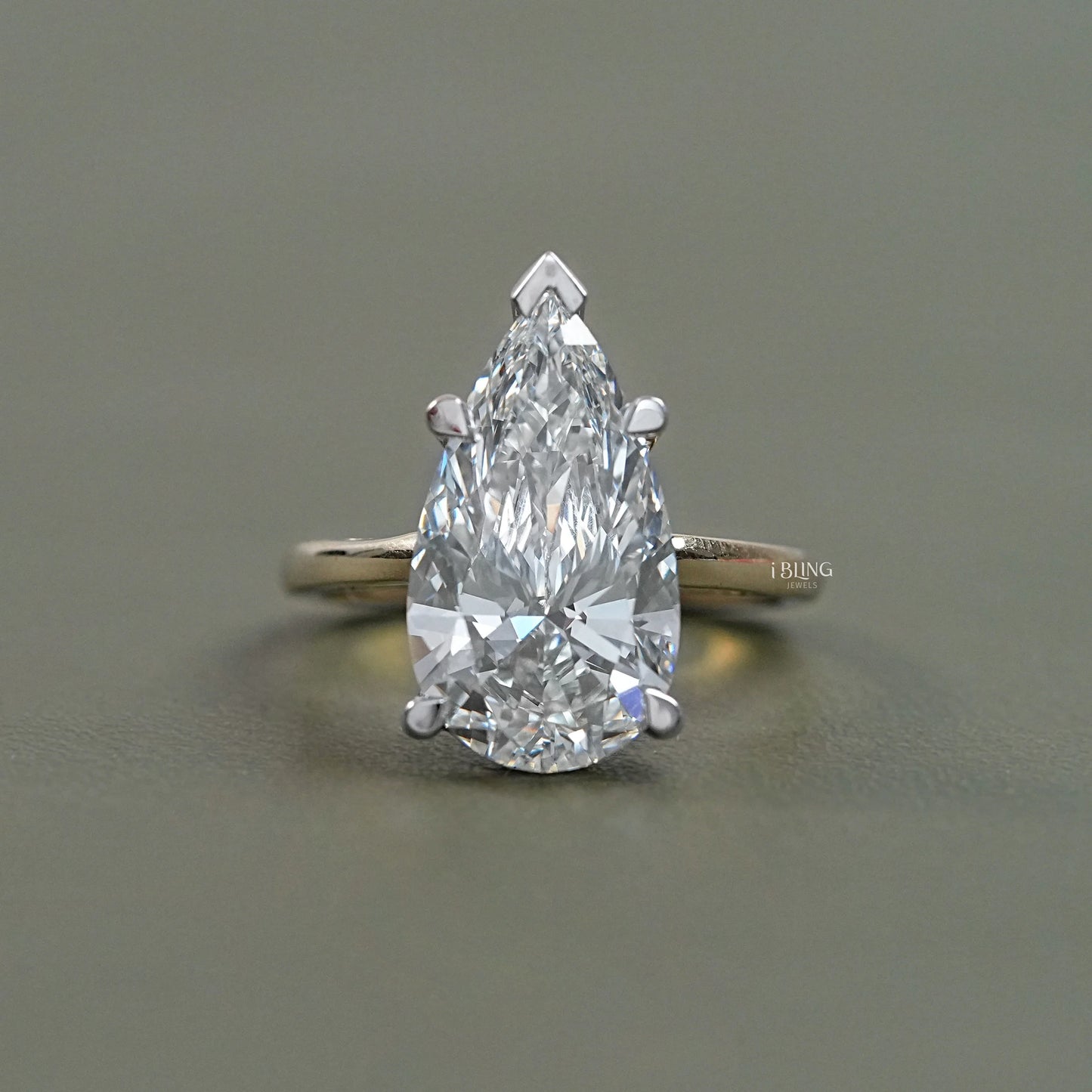 Pear Cut Lab Diamond Solitaire Engagement Ring Solitaire Ring