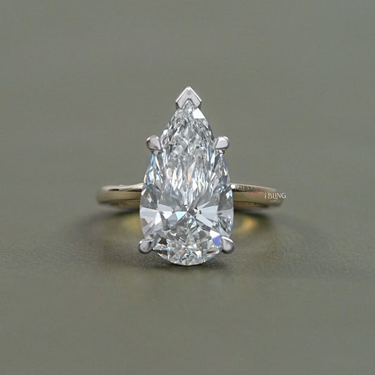 Pear Cut Lab Diamond Solitaire Engagement Ring