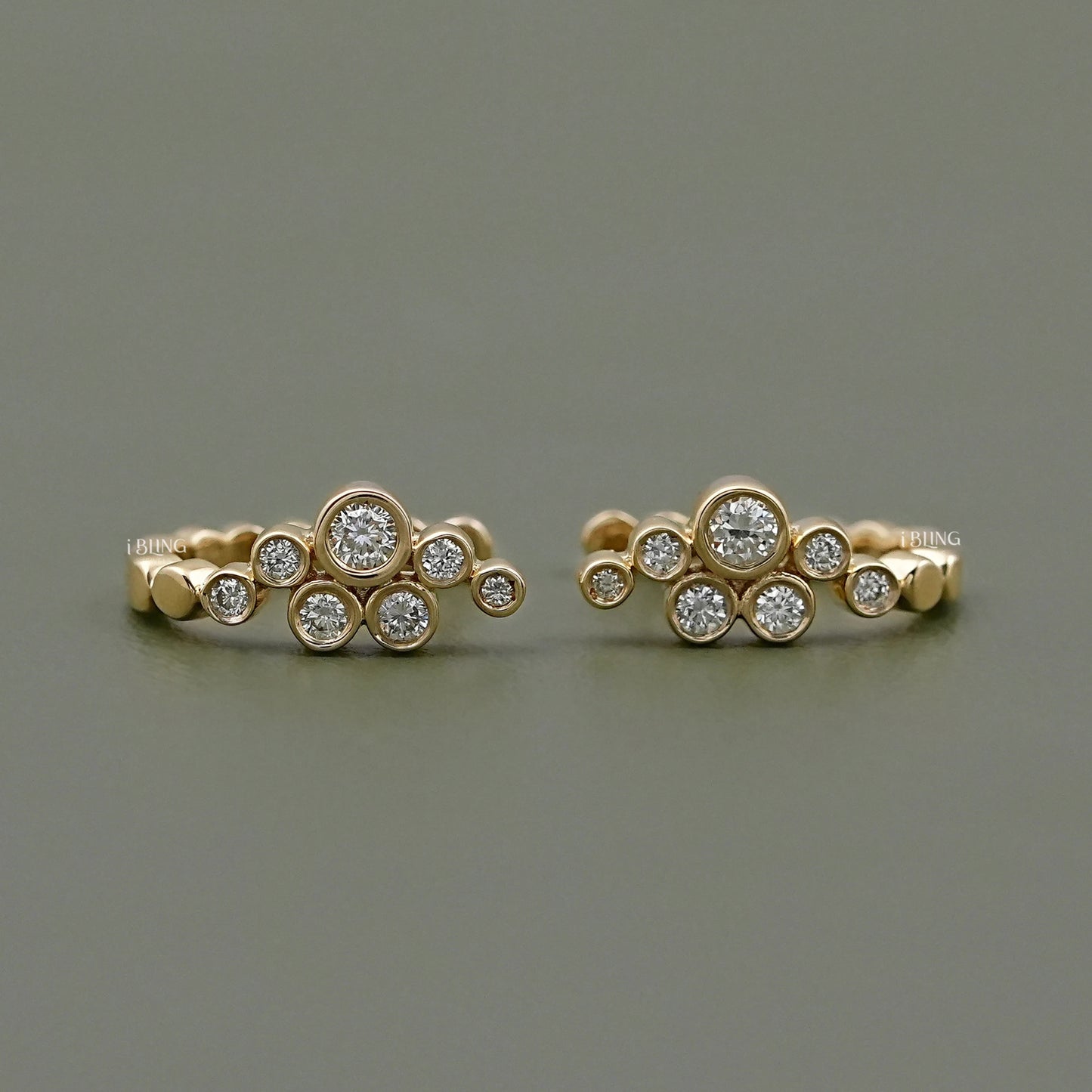 Round Cut Bezel Set Hinged Hoop Earrings