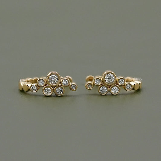 Round Cut Bezel Set Hinged Hoop Earrings