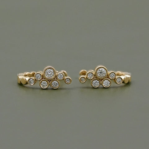 Round Cut Bezel Set Hinged Hoop Earrings