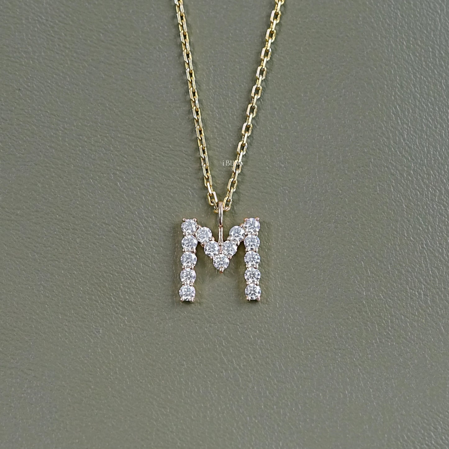 Round Cut Lab Grown Diamond Initial Charm Pendant Pendants