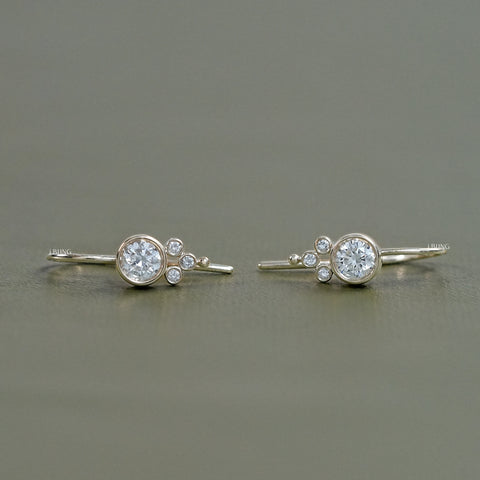 Round Diamond Bezel Set Wire Earrings