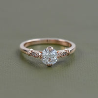 Old European Round Diamond Solitaire Accent Ring
