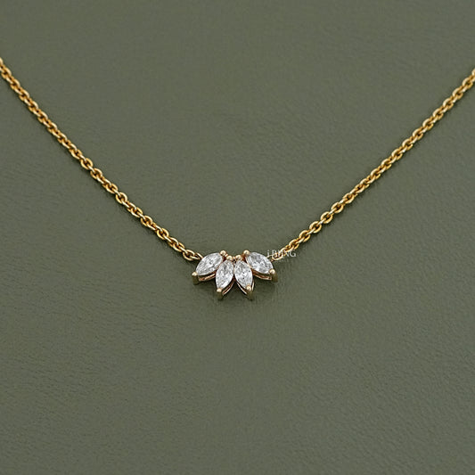 Marquise Cut Diamond Flower Petal Bridesmaid Necklace