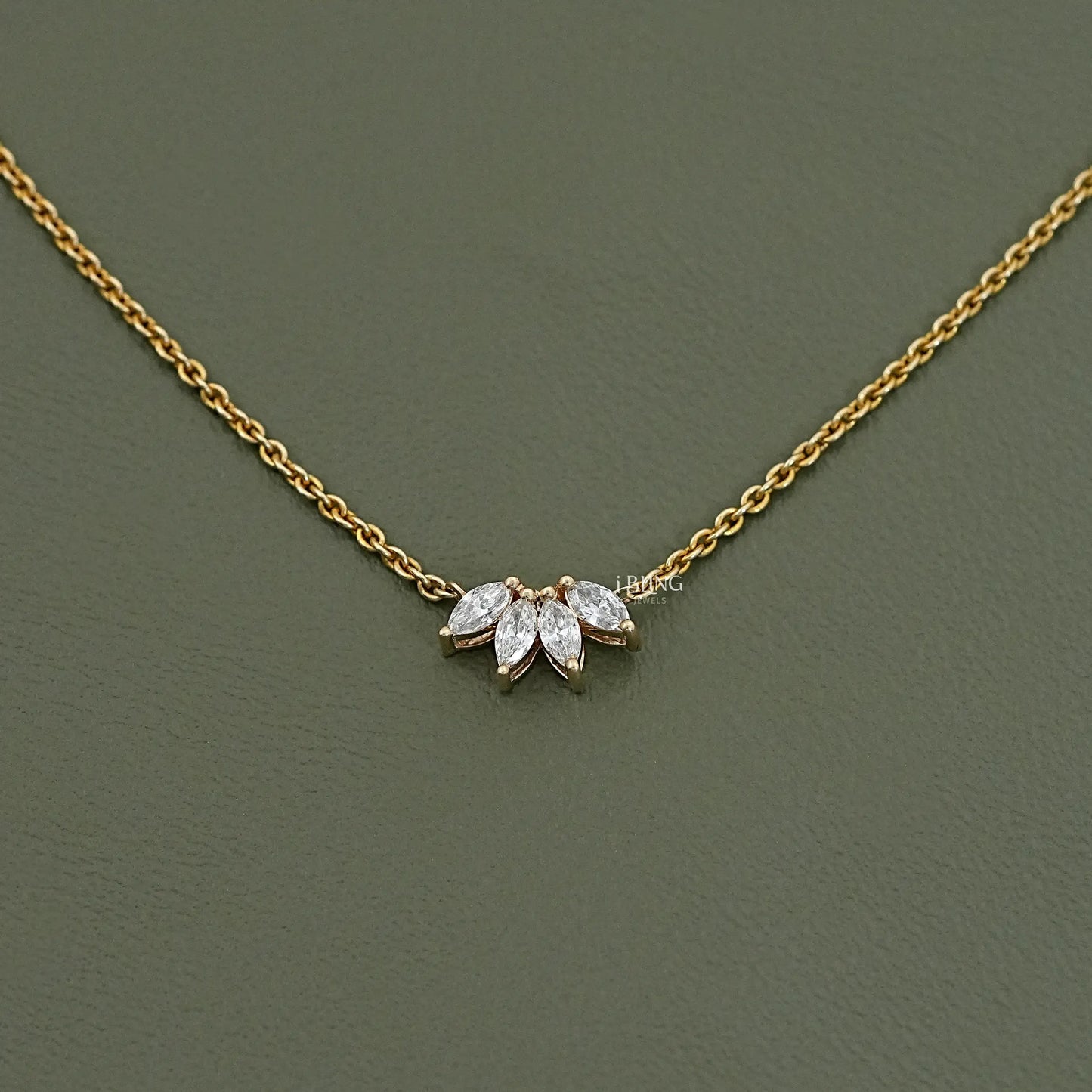 Marquise Cut Diamond Flower Petal Bridesmaid Necklace Pendants