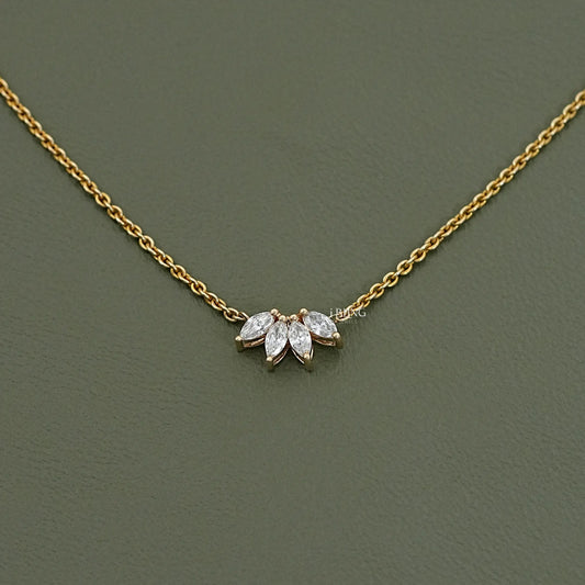 Marquise Cut Diamond Flower Petal Bridesmaid Necklace