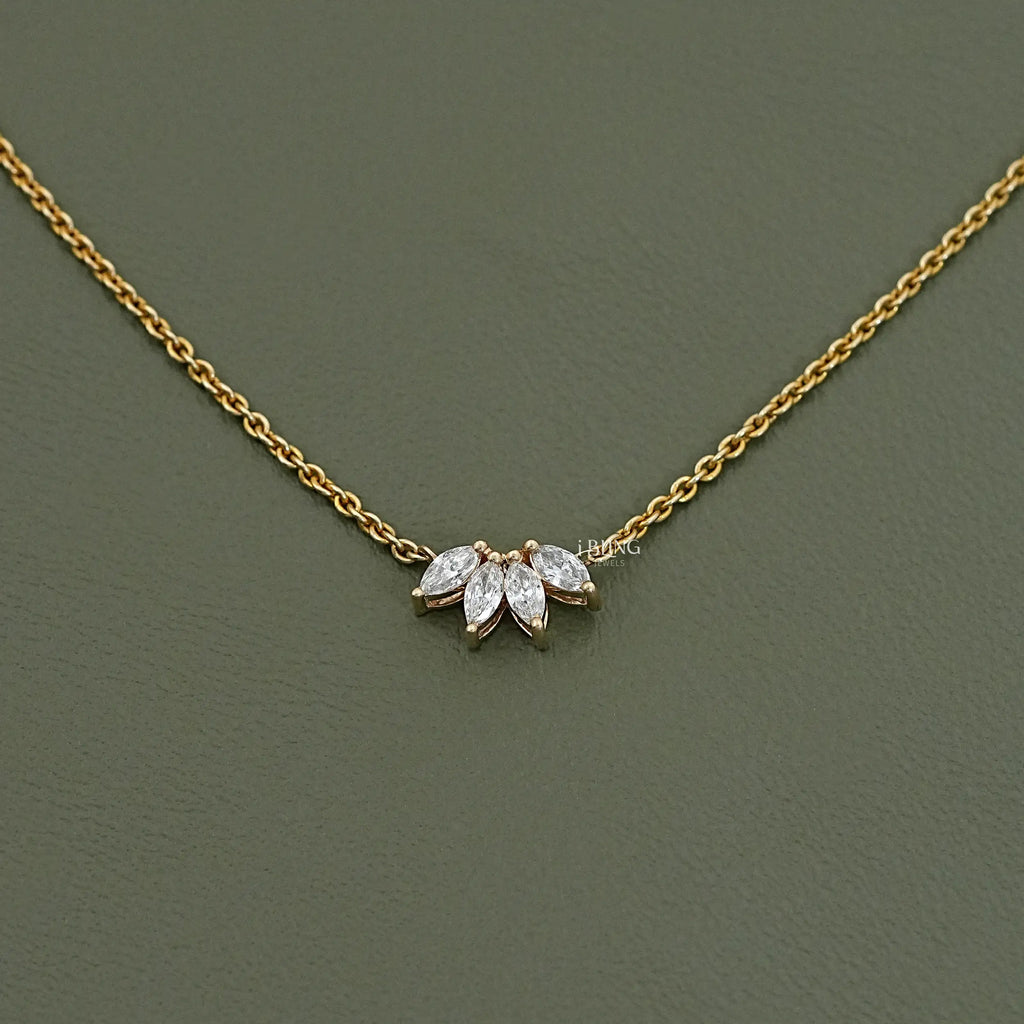 Marquise Cut Diamond Flower Petal Bridesmaid Necklace