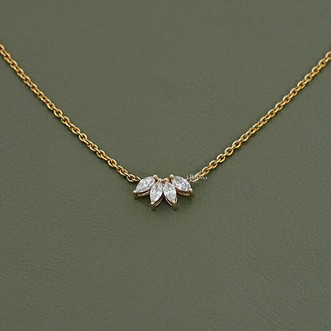 Marquise Cut Diamond Flower Petal Bridesmaid Necklace