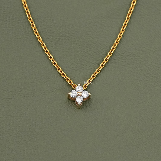 Round Cut Lab Grown Diamond Dainty Flower Pendant