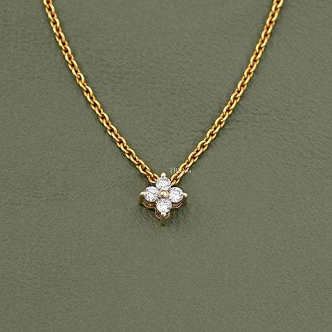 Round Cut Lab Grown Diamond Dainty Flower Pendant