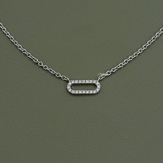Round Cut Lab Diamond Pave Set Paperclip Necklace