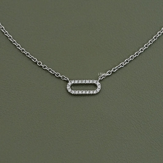 Round Cut Lab Diamond Pave Set Paperclip Necklace
