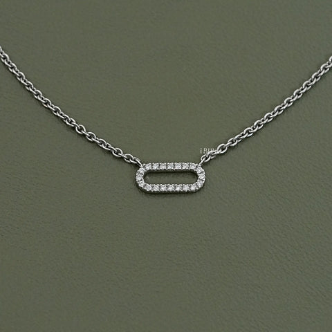 Round Cut Lab Diamond Pave Set Paperclip Necklace