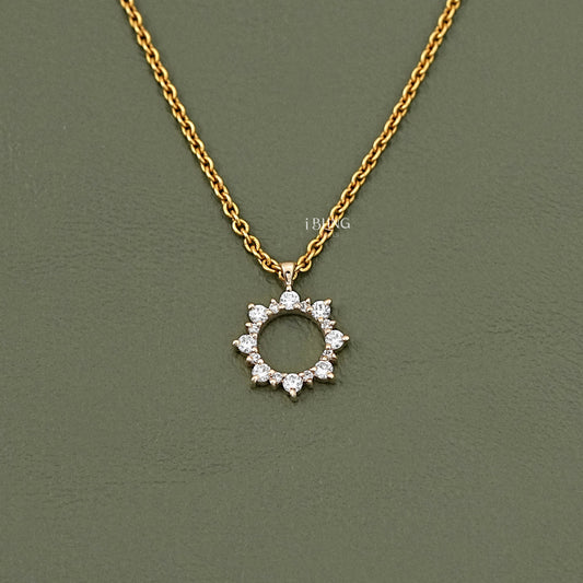 Round Cut Lab Diamond Open Circle Necklace