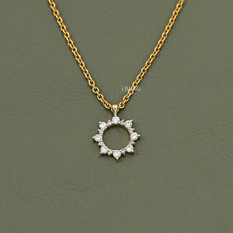 Round Cut Lab Diamond Open Circle Necklace