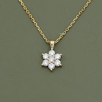 Round Cut Lab Diamond Dainty Flower Necklace
