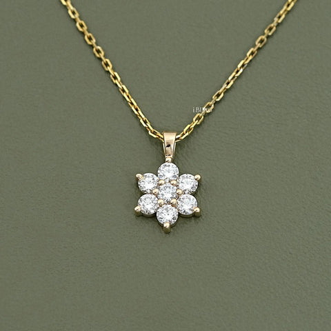 Round Cut Lab Diamond Dainty Flower Necklace