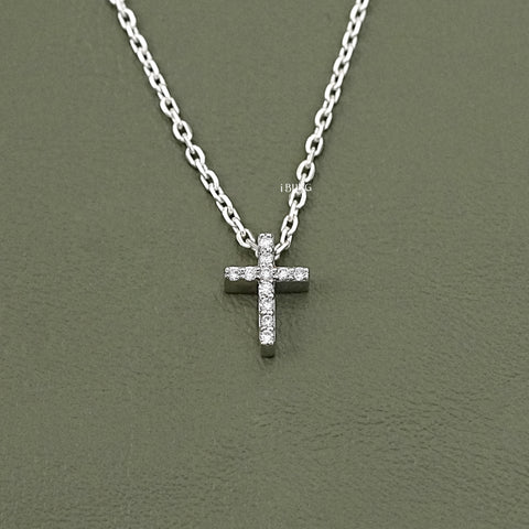 Round Lab Diamond Cross Pendant