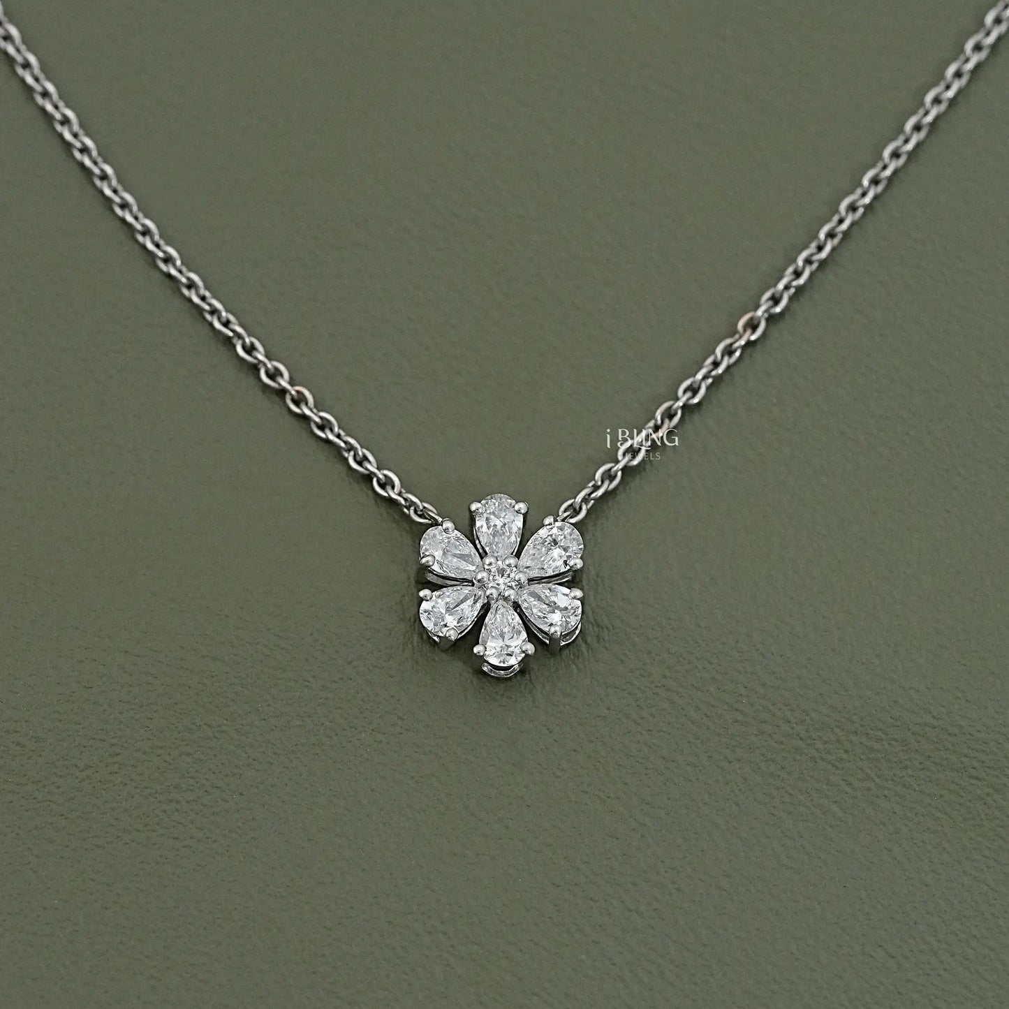 Pear Cut Lab Grown Diamond Daisy Necklace