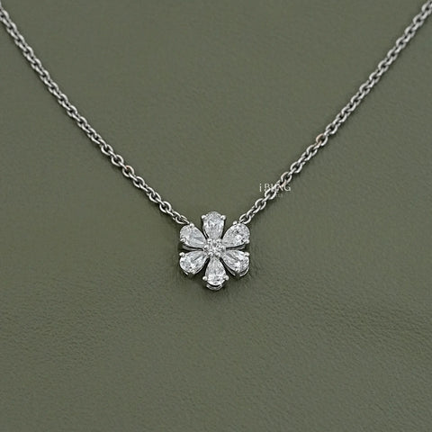 Pear Cut Lab Grown Diamond Daisy Necklace
