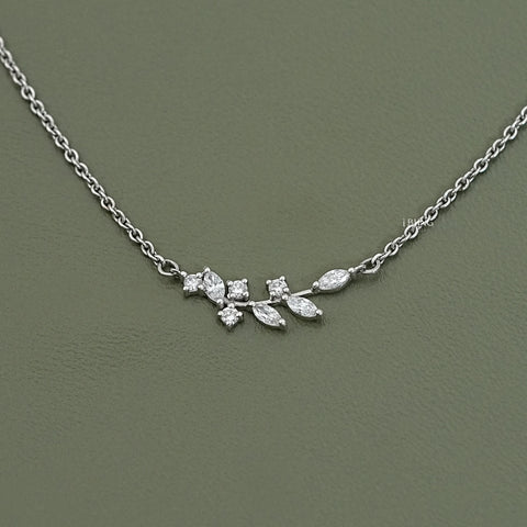 Marquise Cut Lab Diamond Floral Leaf Necklace