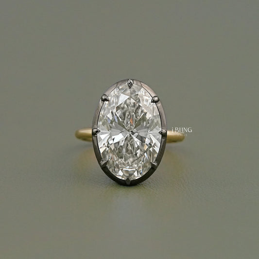Georgian Style Oval Solitaire Lab Grown Diamond Ring Solitaire Ring