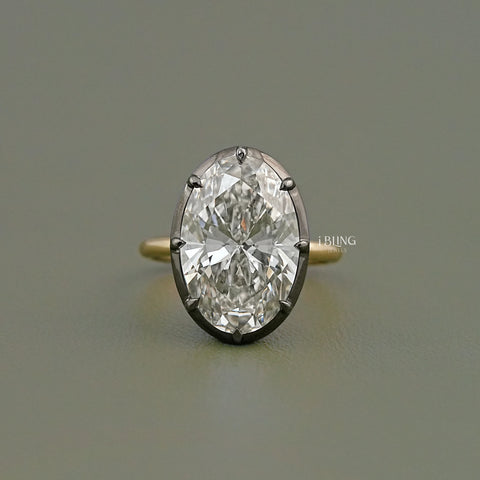 Georgian Style Oval Solitaire Lab Grown Diamond Ring