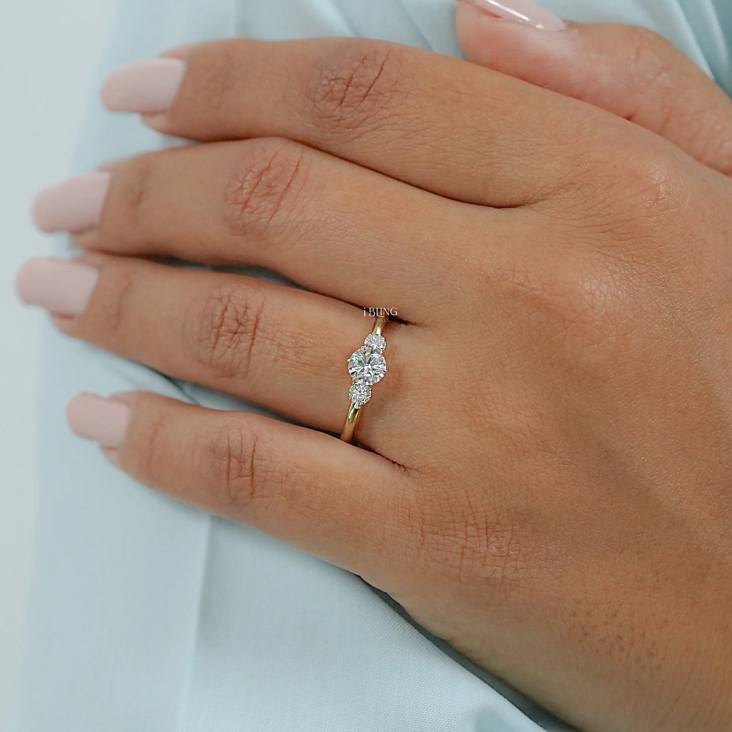Old European Round Three Stone Anniversary Ring