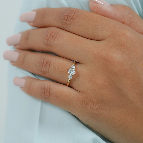 Old European Round Three Stone Anniversary Ring