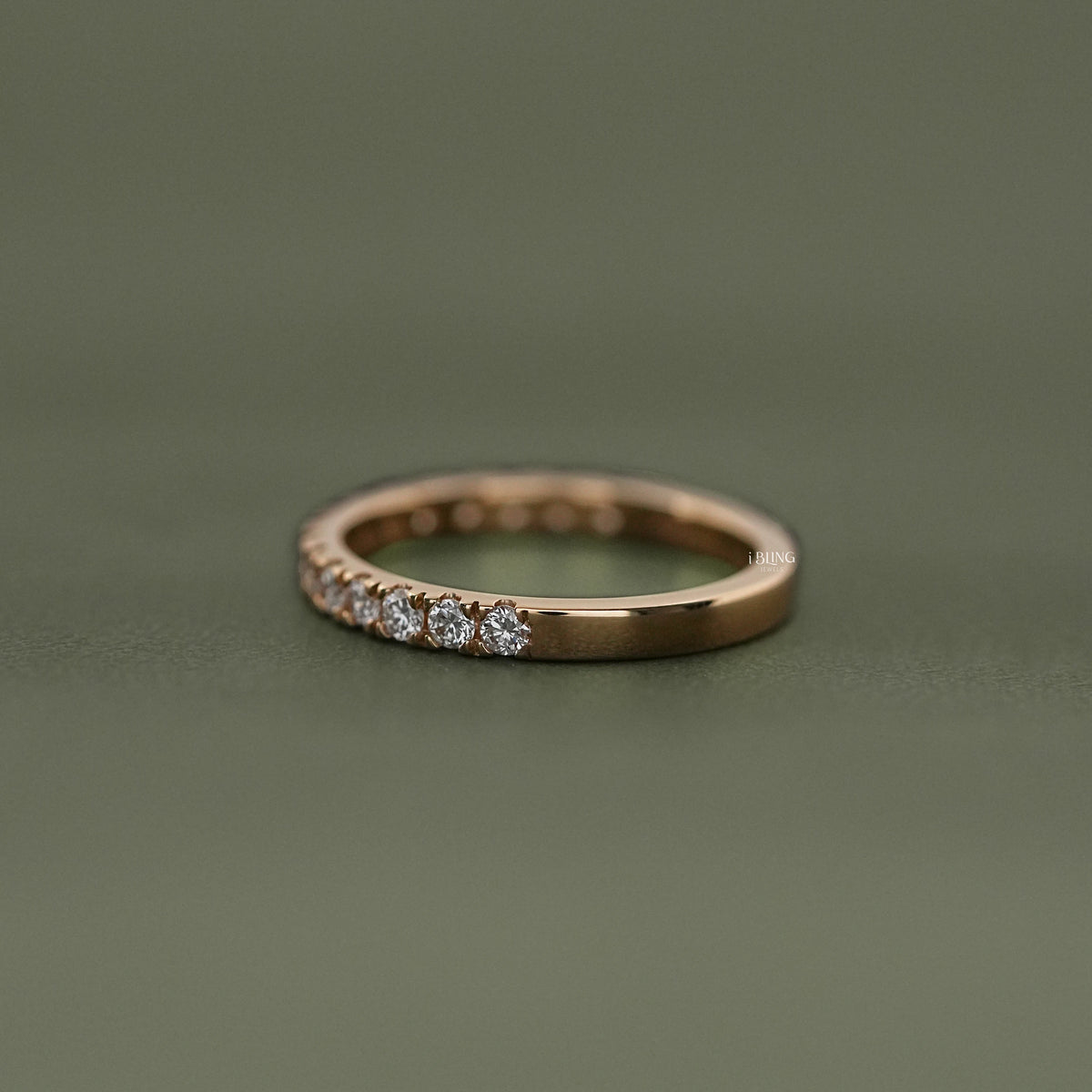 Round Cut Lab Diamond Half Eternity Wedding Band