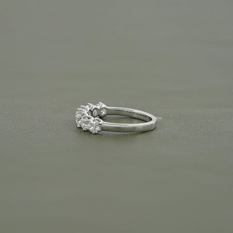 Old Mine Cushion Cut Lab Diamond Half Eternity Wedding Band