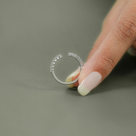 Round Cut Diamond Open Cuff Wedding Band