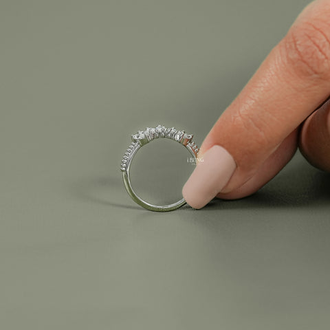 Marquise-Cut Lab Grown Diamond Curved Band