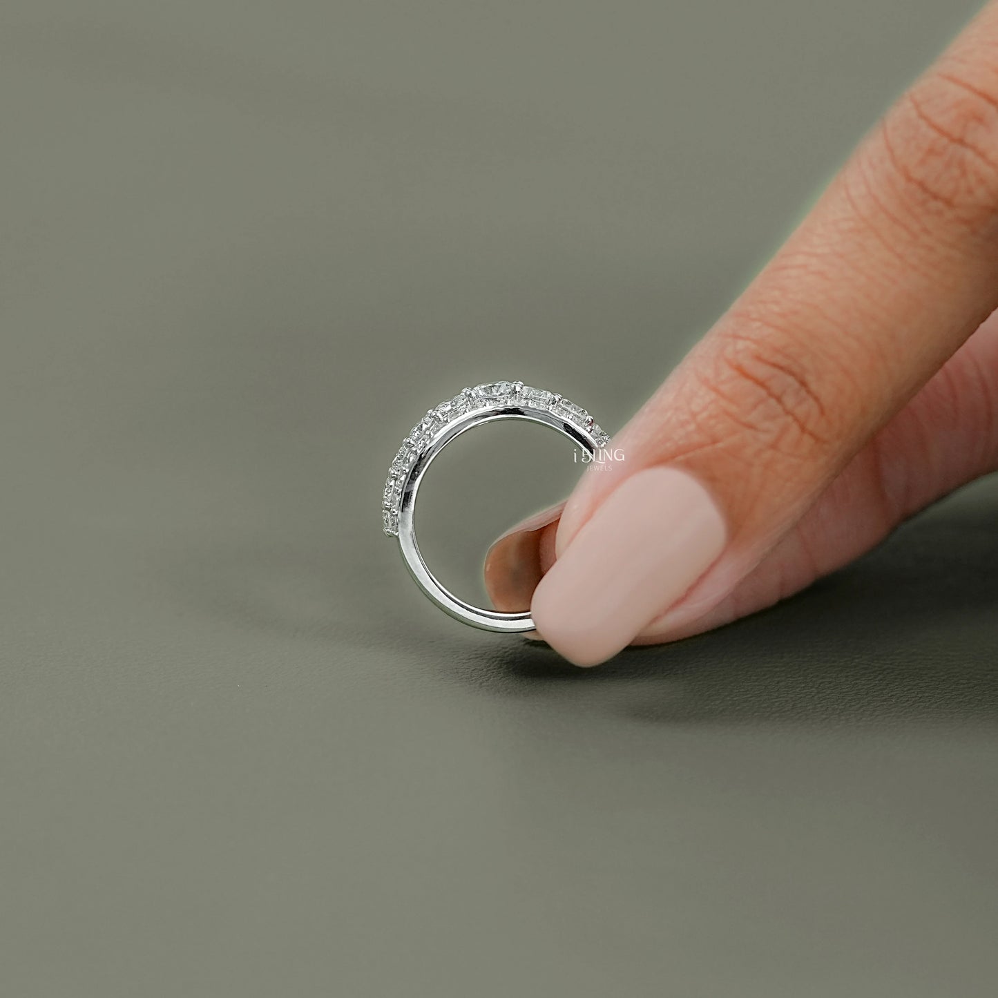Round Cut Lab Diamond Curved Wedding Band Band