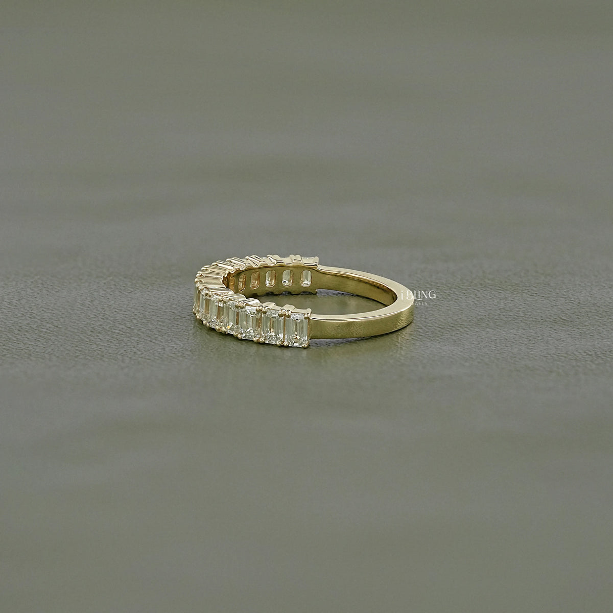 Emerald Cut Lab Diamond Half Eternity Band Half Eternity