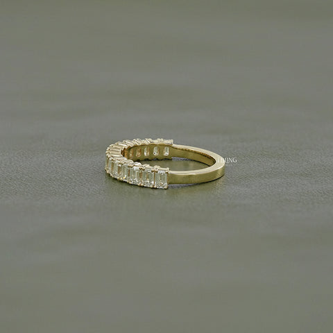 Emerald Cut Lab Diamond Half Eternity Band
