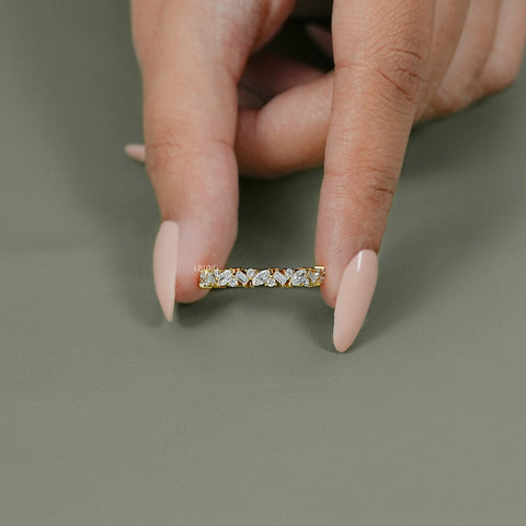 Multi Shape Lab Diamond Half Eternity Band